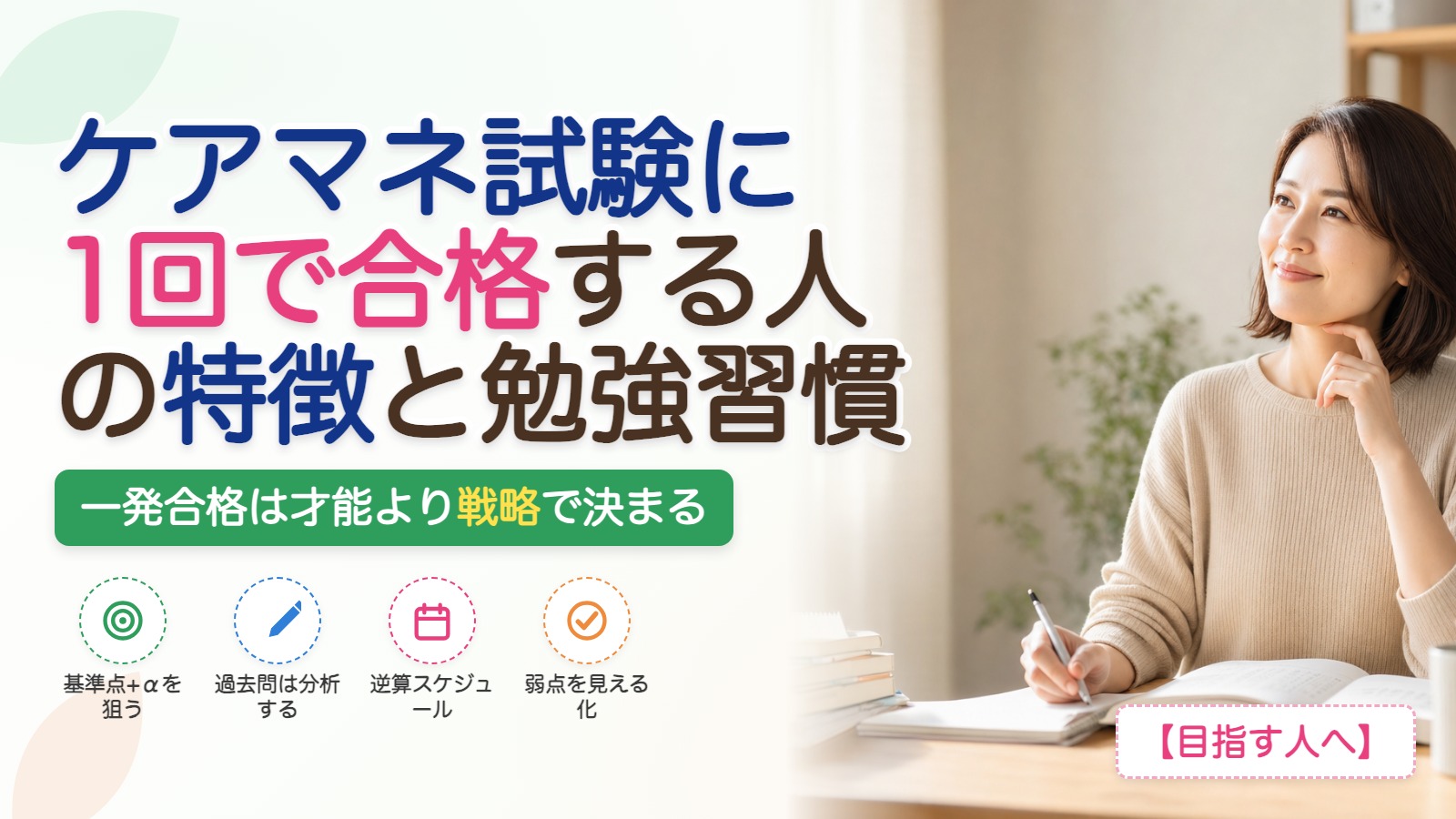 ケアマネ試験に1回で合格する人の特徴と勉強習慣