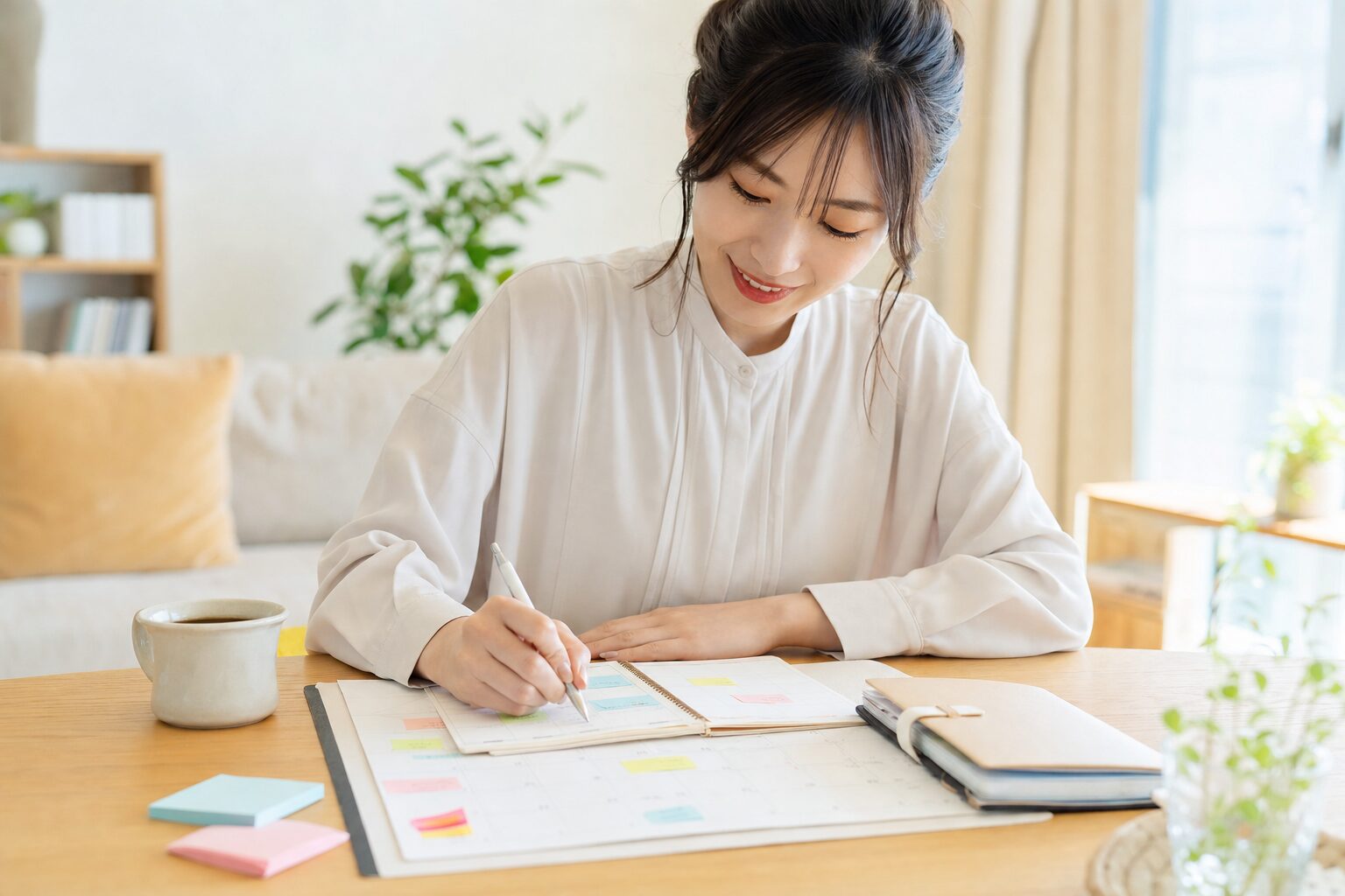 週間の学習スケジュールを立てる様子